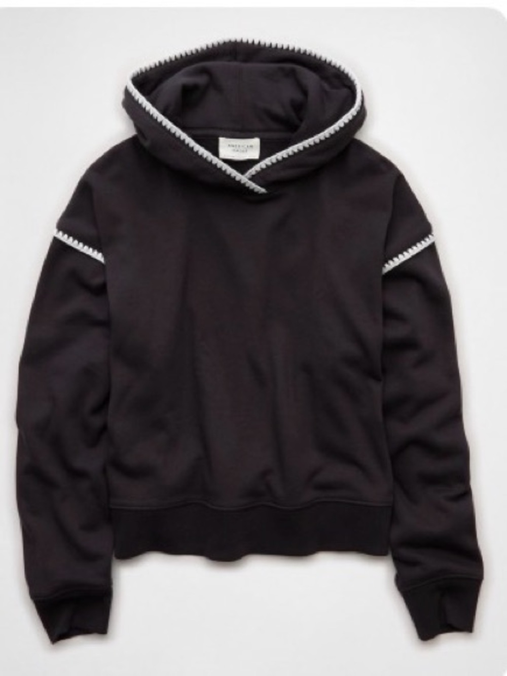 aerie Black Hoodie with White Trim
